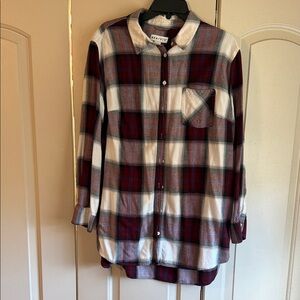 Ava & Viv Plaid Button-Up Shirt - Red, White, Blue